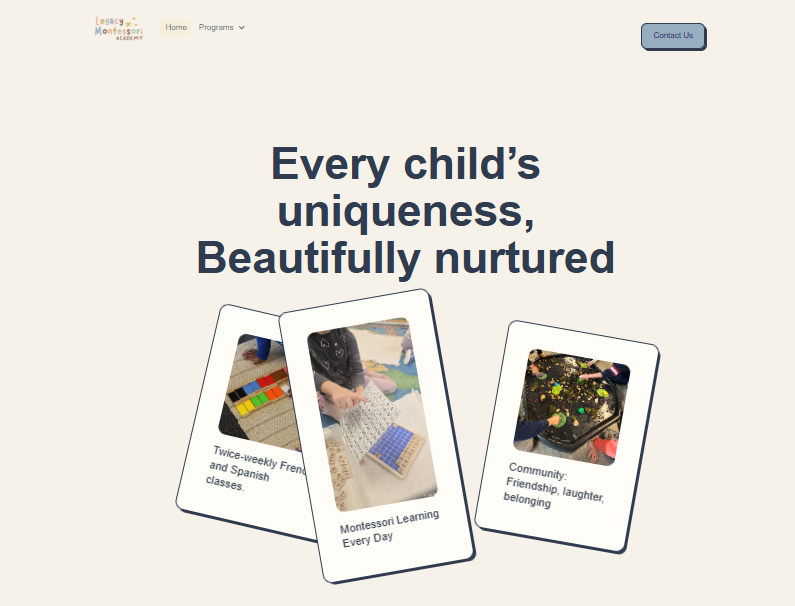 Legacy Montessori Academy website preview